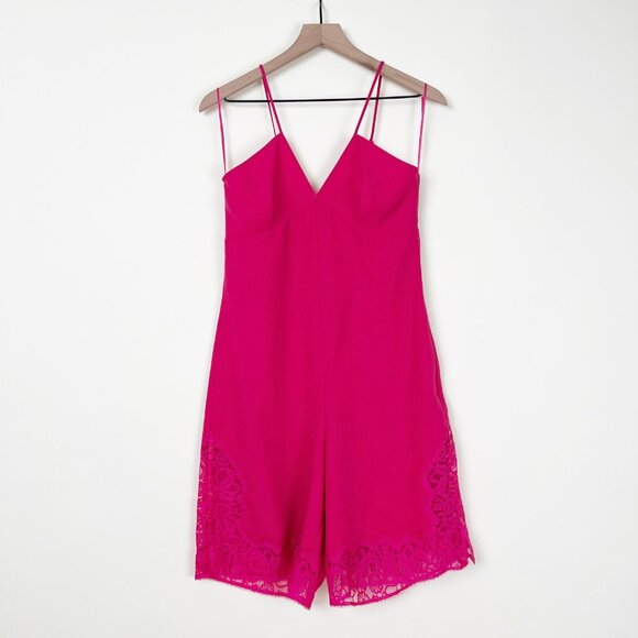 New Maje Isadora Lace Crepe Romper Playsuit Barbie Barbicore Sexy Wedding Guest - Picture 1 of 9
